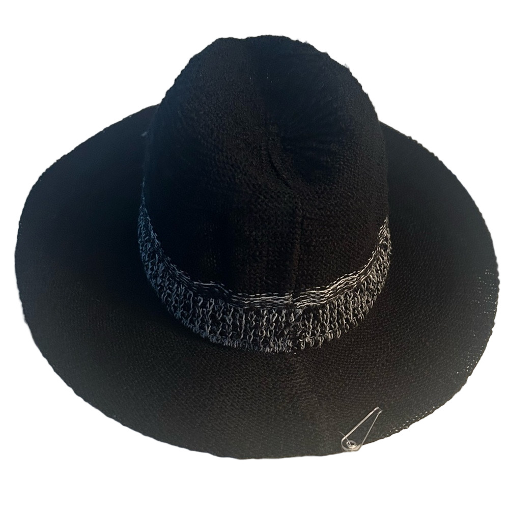 Vince Camuto Black Wide-Brim Straw Hat with Two-Tone Band